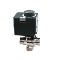 Set von 3-Wege-Ventil mit Antrieb und Anschlussverschraubung